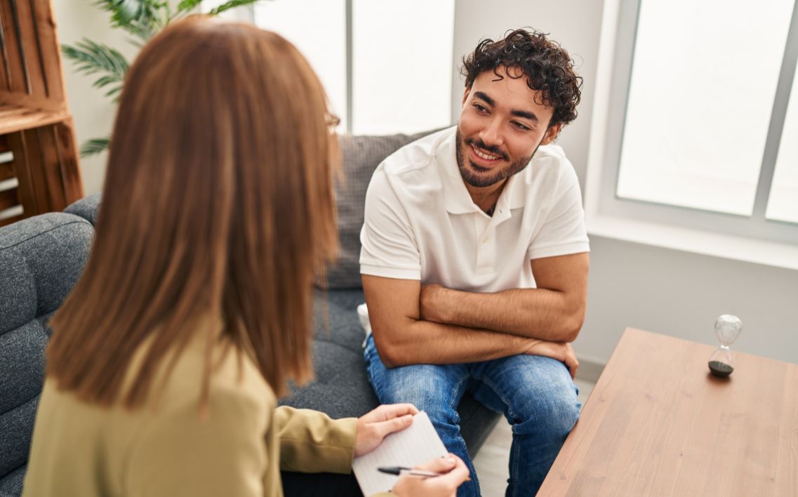 A man enjoys personalized therapy during adhd treatment in Colorado Springs.